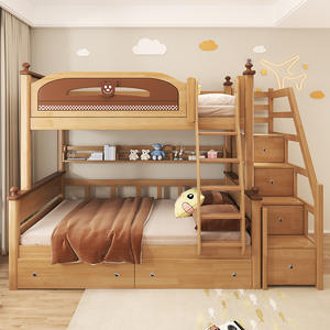 Litera doble de <span class=keywords><strong>madera</strong></span> con tobogán de dos capas para niñas, camas para niños - Product Image 3