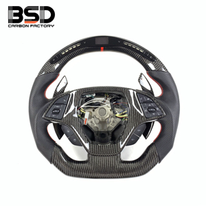 Volant en cuir perforé noir avec LED et fibre de carbone pour <span class=keywords><strong>Chevrolet</strong></span> <span class=keywords><strong>Camaro</strong></span> <span class=keywords><strong>ZL1</strong></span> 1LE SS 2SS Coupé et Corvette C7 2016-2023 - Product Image 1