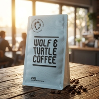 Sachet de café à fond plat en aluminium haute barrière, qualité alimentaire, imprimé sur mesure, fermeture éclair facile à ouvrir avec valve de dégazage