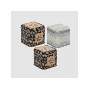Square Tin Box Set 90x90x80 mm 0.6L (3 Pcs) Leaf pattern Sanabella Design - Product Image 2
