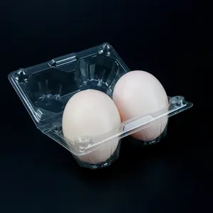 transparente pequenas bandejas Suppliers-Caixa de embalagem para ovos, pequena bandeja de plástico para armazenamento de ovos de 2 furos