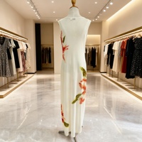 Robes personnalisées pour femmes en coton extensible, style bodycon, élégantes, sans manches, à imprimé floral, longues robes maxi pour femmes