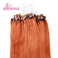 K.S WIGS Extensions à micro-anneaux 100% Cheveux Humains Remy Double Drawn Double Trame Faite à la Machine 50 Mèches Lisses Micro-perles Sans Colle