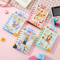 Carnet à spirale A7 mini 87mm*145mm 80GSM 80 feuilles lignées Couverture Anime Index à onglets 4 couleurs 320 pièces/carton Vente en gros
