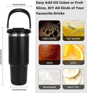 Vaso Térmico Portátil de Acero Inoxidable 304 de 30oz con Tapa, Asa y Pajita, Personalizable con Logotipo, para Deportes al Aire Libre, Botella de Agua, Tazas, Venta al por Mayor - Product Image 4