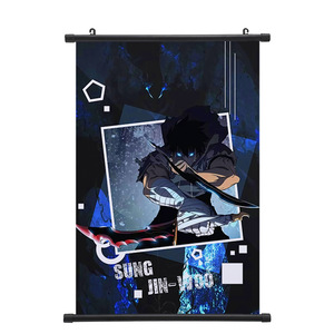 Vente en gros personnalisée 60*90CM <span class=keywords><strong>Solo</strong></span> nivellement Sung Jin Woo <span class=keywords><strong>Manga</strong></span> Decora Anime Show vente dessin animé Anime Wallscrolls Anime Wall Scroll - Product Image 3