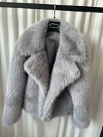 Manteau court en fausse fourrure de renard marron pour femme, col large, chaud et épais pour l'hiver, veste oversize moelleuse, vêtement d'extérieur de luxe à la mode pour femme