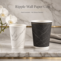 Gobelets en carton ondulé à motif marbre avec isolation et impression de logo personnalisée pour les cafés haut de gamme