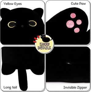 Venta al por mayor de lindos juguetes de peluche con forma de gato, almohada larga de felpa para el cuello, cojines con relleno de algodón PP para dormir en el dormitorio - Product Image 4