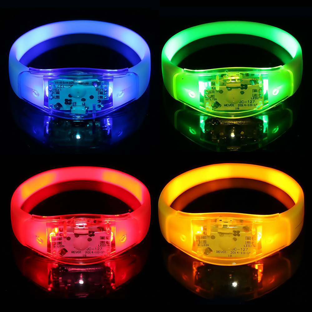 Wholesale Colorful LED Flashing Silicone Bracelet Light Music Sound Activated Lighted up Wristband for Party Christmas New Year
