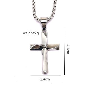 yunnique Stainless Steel <b>Cross</b> Pendant Unisex Fashionable Hollow Charm Necklace Gift Geometric Asymmetry Design - Product Image 5