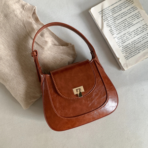 Bolsos cruzados de moda al por mayor, bolso de hombro vintage con cierre dorado, bolso de mano de piel sintética para chicas - Product Image 1