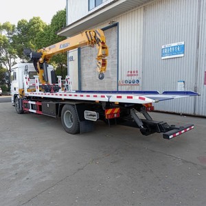 Shacman F3000 4x2 <b>Flatbed</b> Wrecker <b>Truck</b> with 7 Ton Telescopic Boom Crane Slidebed Recovery 336HP - Product Image 6