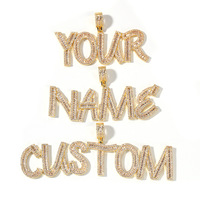 Pendentifs HipHop en zircon doré, 26 lettres de l'alphabet en diamant, lettres a b c d e f g h i j k l m n o p q r s t u v w x y z pour colliers