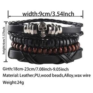 6 Pulseras Punk Rock para Hombre, Ajustables, de Cuero PU Trenzado, Brazaletes Negros para Hombre y Mujer - Product Image 5