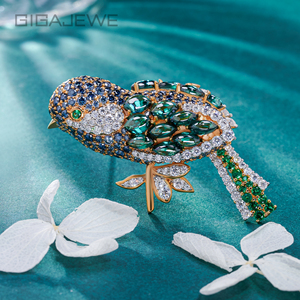 GIGAJEWE Total 8.8ct Bros Burung Moissanite Multi-Warna Hijau Biru Putih Batu Permata Pin Hiasan Kerah Berlapis Emas 18K Perak S925 - Product Image 5