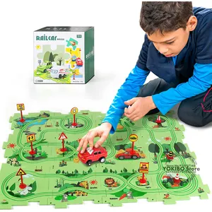 Logic Board Game Kids Jigsaw Puzzles Race Car Track Toys Slot Rail Toys for Kids Monetssori Educational Toys