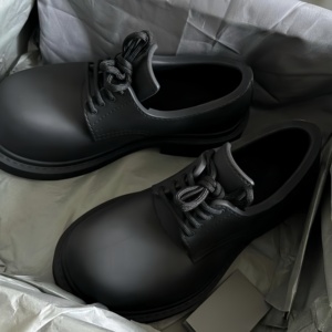 2026 New Premium Black Leather <b>Platform</b> Derby Shoes Chunky Big Toe Lace-Up Dress Shoes for Men - Product Image 4
