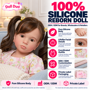 Muñeca Gemela Personalizada de Silicona de Cuerpo Completo de 18 Pulgadas, Muñeca Reborn con Cola de Caballo Doble, Lazos para el Cabello con Diseño de Girasol, Regalo de Navidad para Niñas - Product Image 1