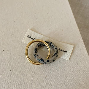 Nouveau cercle en laiton de pierre naturelle anneaux Double couche conception irrégulière déclaration bijoux de mode pour les femmes - Product Image 4