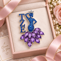 Broche en métal incrustée de diamants, motif couronne et lettres TZE, pour la sororité Zeta Epsilon, cadeau d'anniversaire pour femmes, pour bourse ou événement.