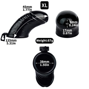 Jaula de Castidad de Resina Negra con Forma de Pene Simulado, Jaula de Restricción Masculina con Orificio para Orinar, Jaula de Castidad Masculina, Juguete Sexual al por Mayor - Product Image 3