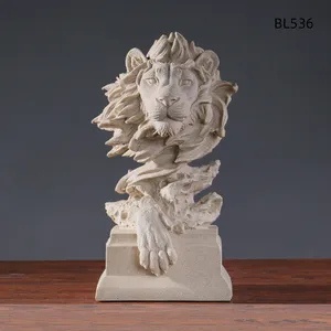 गर्म-Trending यूरोपीय शैली पशु मूर्तिकला घर की सजावट के राल शेर सिर सजावट