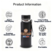 Gobelet intelligent en acier inoxydable 304 avec logo personnalisé, isolé thermiquement, avec couvercle à LED, gobelet d'étudiant portable à bord de véhicule avec poignée pour le voyage
