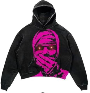 Sweat à capuche Halloween <span class=keywords><strong>Black</strong></span> <span class=keywords><strong>friday</strong></span> pour femmes et hommes, impression lavée à l'acide, pull à capuche hip-hop, crâne, épaule tombante - Product Image 5