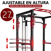 Sistema de Entrenamiento Multifuncional EIGFOH Profesional, Rack de Potencia Integrado de Metal, Soporte para Sentadillas de Alta Resistencia, Cable para Polea de Tracción