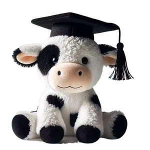 Fabricante de muñecos de peluche de animales suaves y personalizados, <span class=keywords><strong>vaca</strong></span> lechera de graduación con gorro de graduación, juguetes de peluche de animales, peluche de <span class=keywords><strong>vaca</strong></span> lechera - Product Image 1