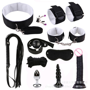 Adult SM sex toys, 11-piece <b>bondage</b> <b>set</b> with light plush webbing, dildo, wholesale. - Product Image 2