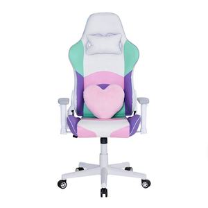 Silla Gamer Ergonómica y Cómoda de Cuero Rosa con Luces LED, para Chicas Streamer y Gamers, con Base de Nailon Blanca y Reposabrazos 3/4D - Product Image 3