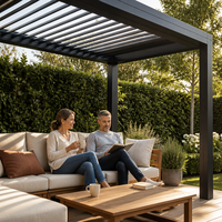 HESIWEI Pergola motorisée en aluminium à lames orientables, résistante au vent, pour jardin, terrasse et extérieur