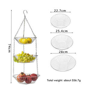 Panier à fruits et légumes suspendu en argent et bronze Universea, durable, facile à nettoyer, pour la cuisine - Product Image 3