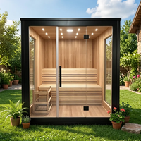 Sauna extérieur carré haut de gamme, design personnalisé, sauna en bois pour jardin, pour villa