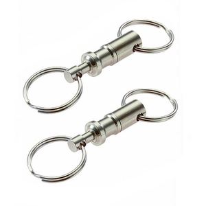 2pcs Quick Release Stainless Steel CNC Machined <b>Dual</b> Detachable Key for Snap <b>Lock</b> Holder Pull-Apart Key Rings - Product Image 3