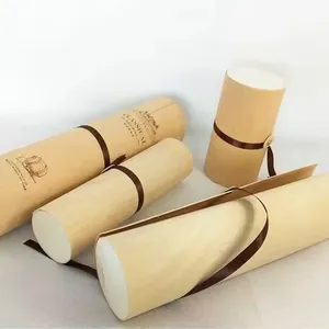 Round Tube Birch Veneer Thin Wood Box Soft Bark Wooden Packaging Box For Gift Wine Bottle