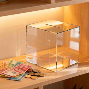 Caja expositora de acrílico transparente para monedas y billetes, hucha sin abrir para el Día del Niño, caja de almacenamiento para cartas secretas de amor y para ahorros - Product Image 2