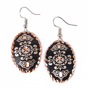 Bohemian Hand Made <b>Black</b> Turkish Patterned Copper <b>Earring</b> from Turkey - Product Image 2