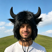Chapeau en fourrure de vache moelleux en forme de corne, style Bull Demon King, personnalisable en couleur et étiquettes, pour homme et femme, idéal pour l'hiver et la protection des oreilles
