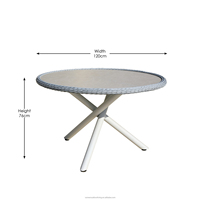 Table à manger en rotin OSMEN Calla avec plateau en verre à base de céramique pour terrasse et jardin
