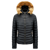 Veste d'hiver matelassée courte et épaisse pour femme, col montant, avec capuche, rembourrage en polyester, coupe-vent et respirante