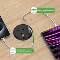 Prise de courant de table universelle 80mm avec trou de cordon Charge rapide prise de bureau ronde intelligente pour espace de travail à domicile