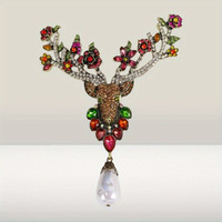 Vente chaude surdimensionné rétro plein strass tête de cerf broche industrie lourde Elk broche manteau vêtements accessoires Corsage