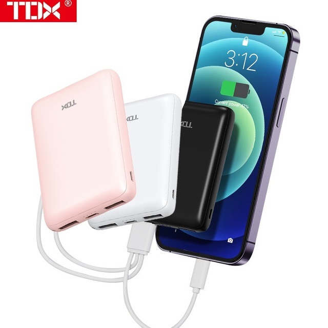 TDX M17 5000mAh Ultra Slim Portable Power Bank Dual USB Output Mini Power Bank for Mobile Phone Charging PVC LI-Polymer 10W