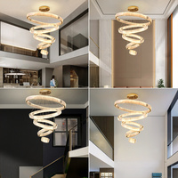 Lustre en cristal à 5 anneaux, grand modèle, certifié SAA, pour plafond haut, hauteur réglable, pour l'Australie