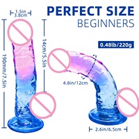 Dildo realista de gelatina cristalina de 7.5 pulgadas con ventosa para adultos