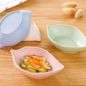 Plats de sauce en forme de feuilles de paille de blé Mini assiettes d'apéritif pour assaisonnement de sauce de soja au vinaigre - Product Image 1