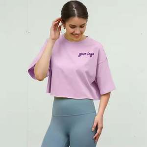 Camisetas para mujer con logotipo personalizado Camisetas para mujer Camiseta informal Lisa personalizada para mujer Crop Tops - Product Image 3